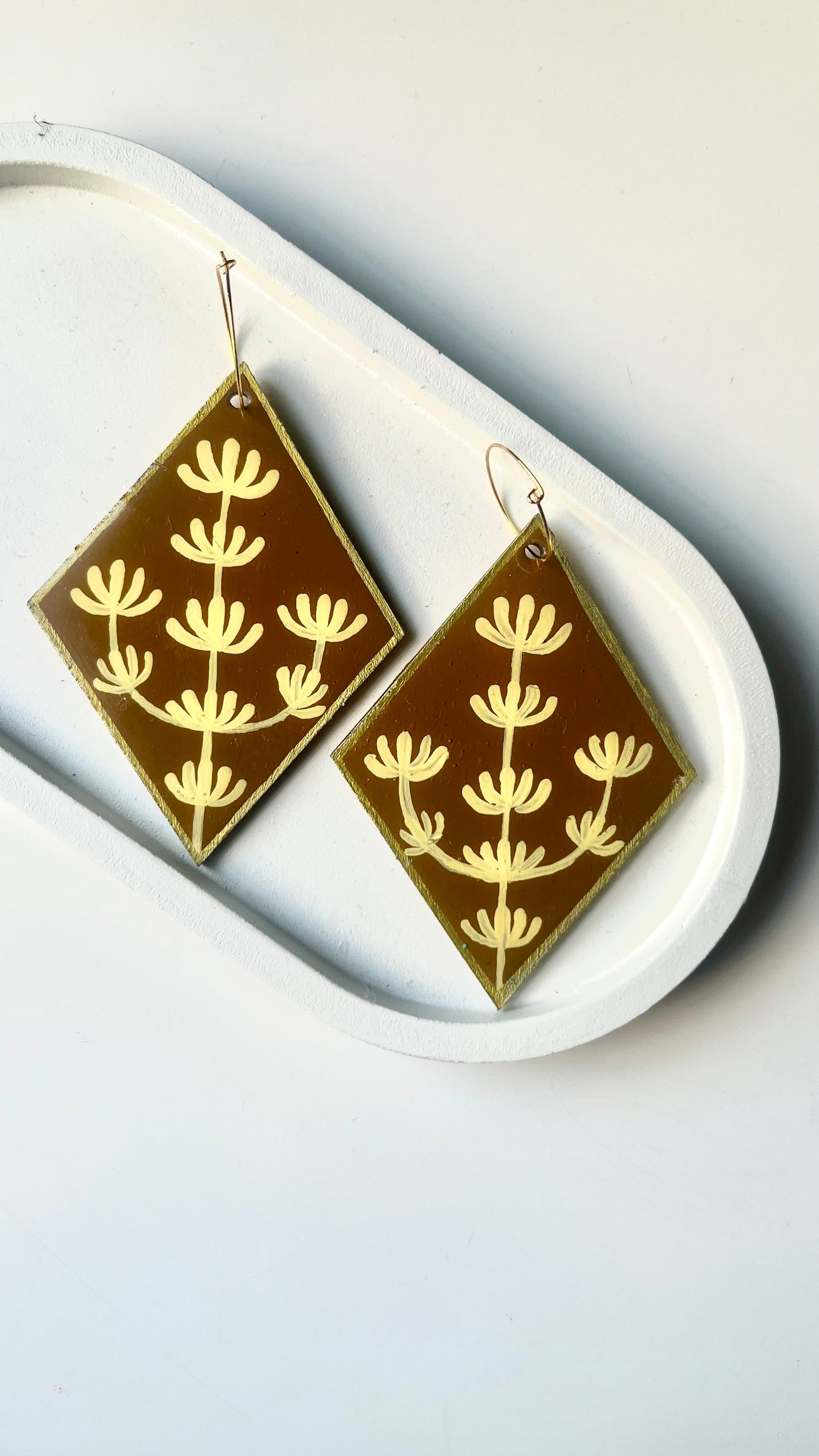 Brown and Yellow Floral Bouquet Dangle Earrings 2