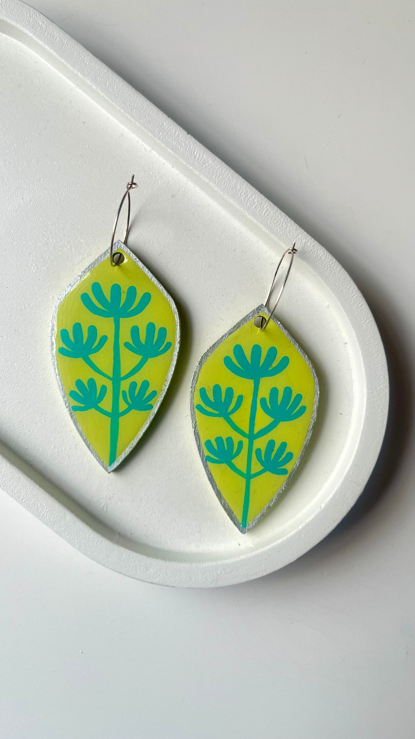 Yellow and Teal Floral Bouquet Dangle Earring