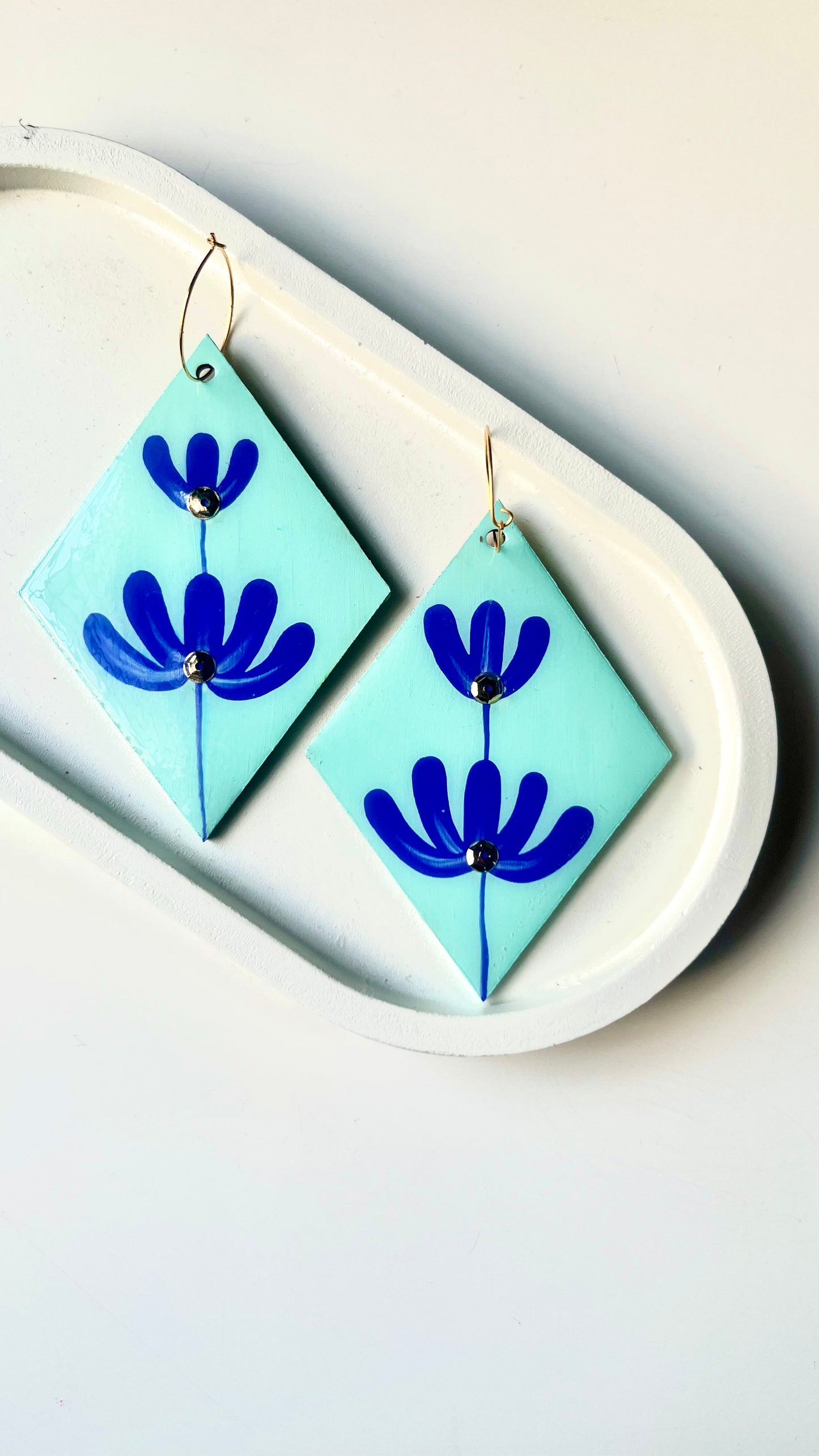 Two Blue Flowers Earring