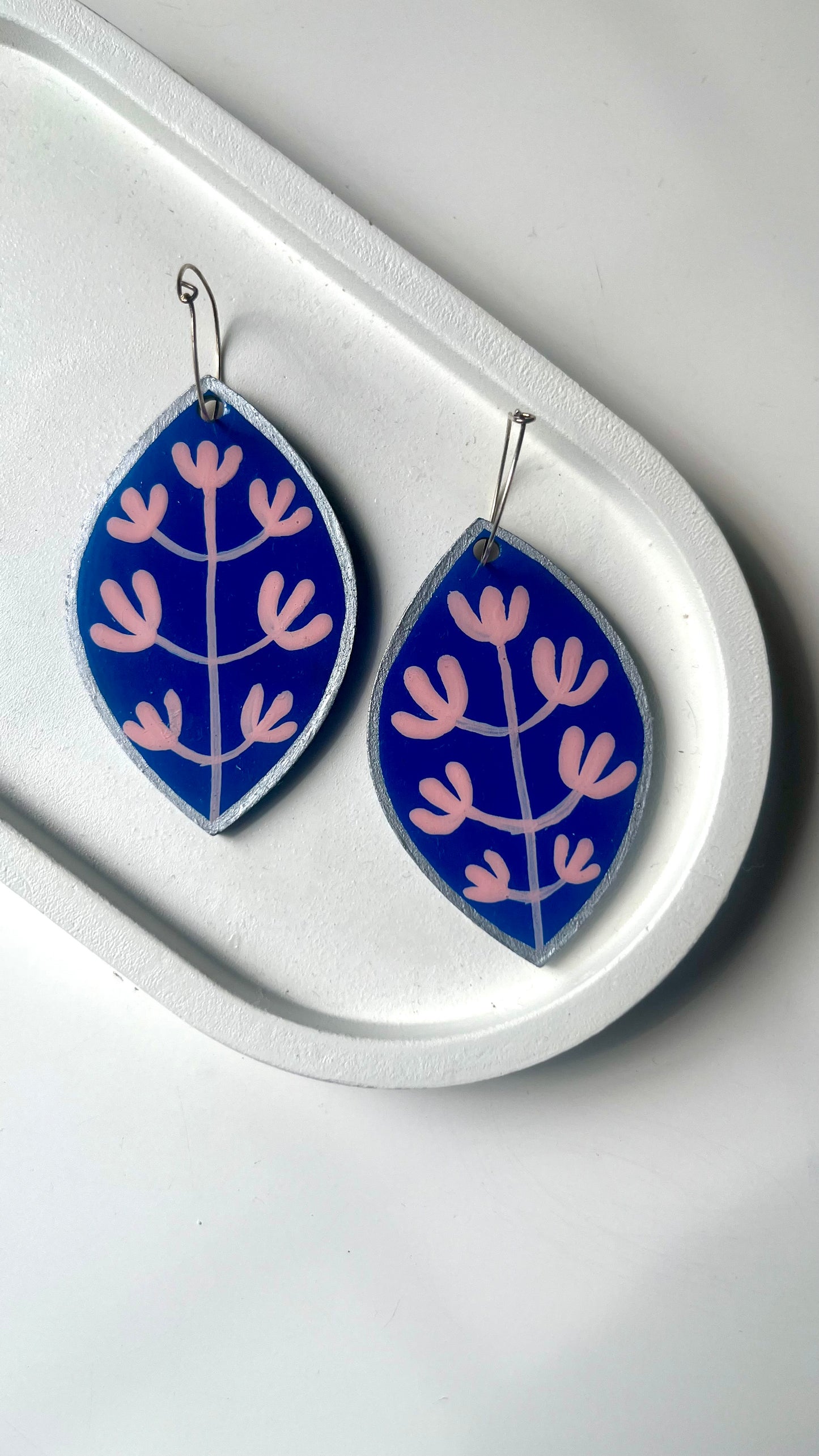 Blue and Pink Floral Bouquet Dangle Earring