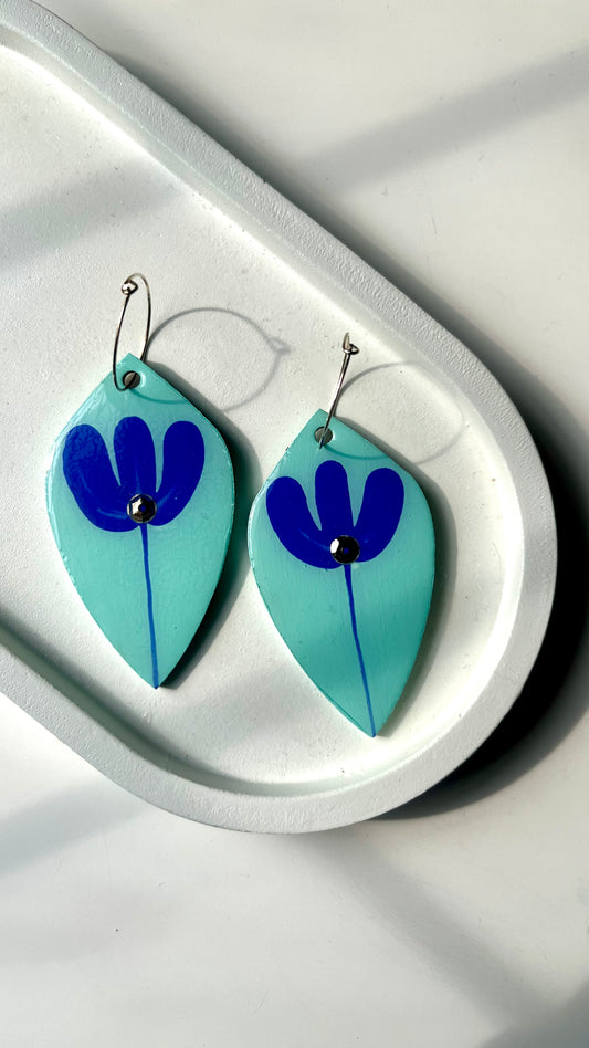 Three Petals Blue Dangle Earring
