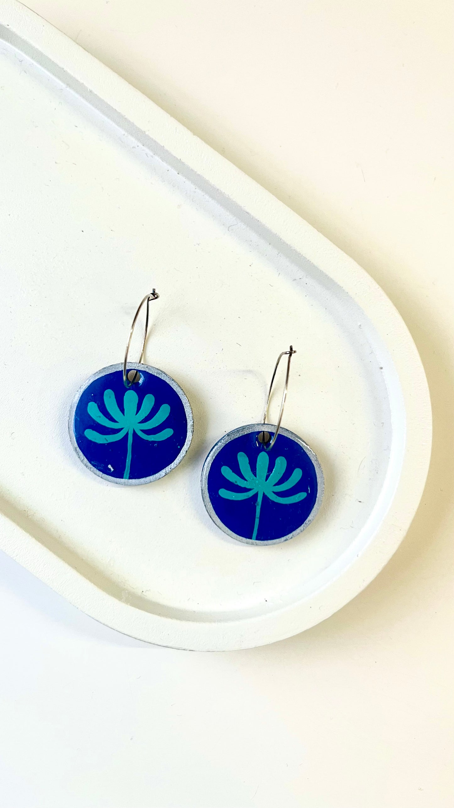 Blue Flower Dangle Earring