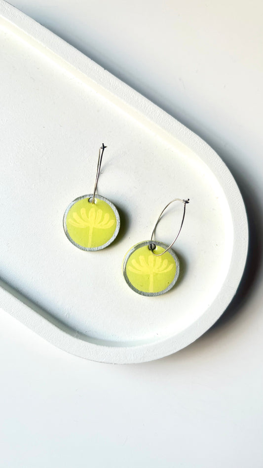 Mint Green and Yellow Flower Dangle Earring