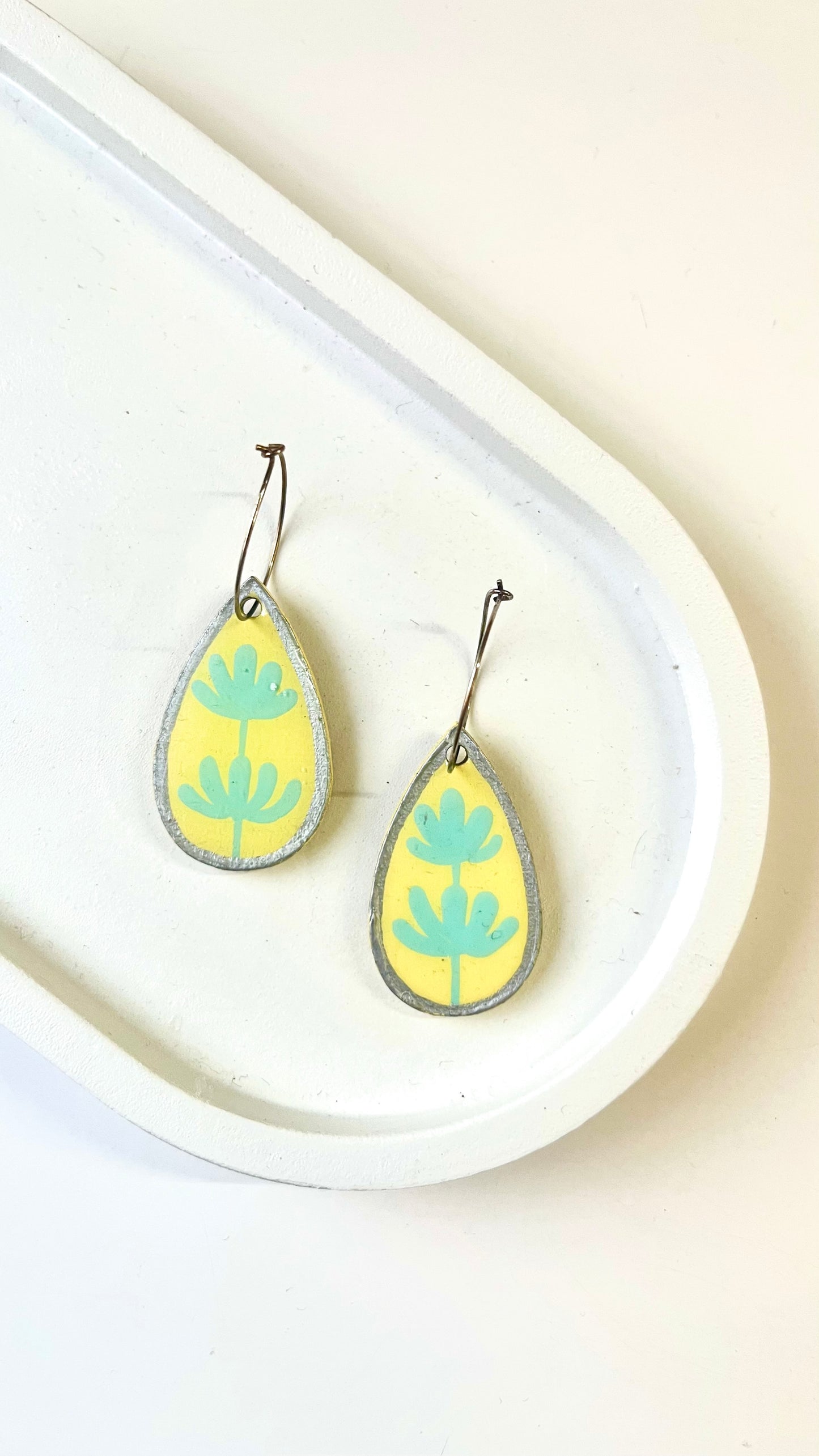 Yellow and Sky Blue Flower Dangle Earring