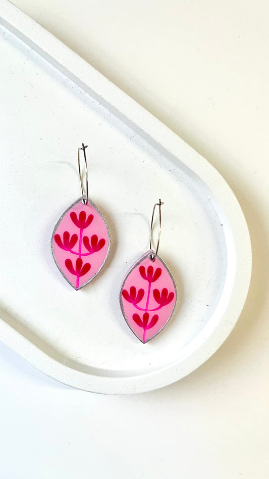 Pink Floral Bouquet Dangle Earring