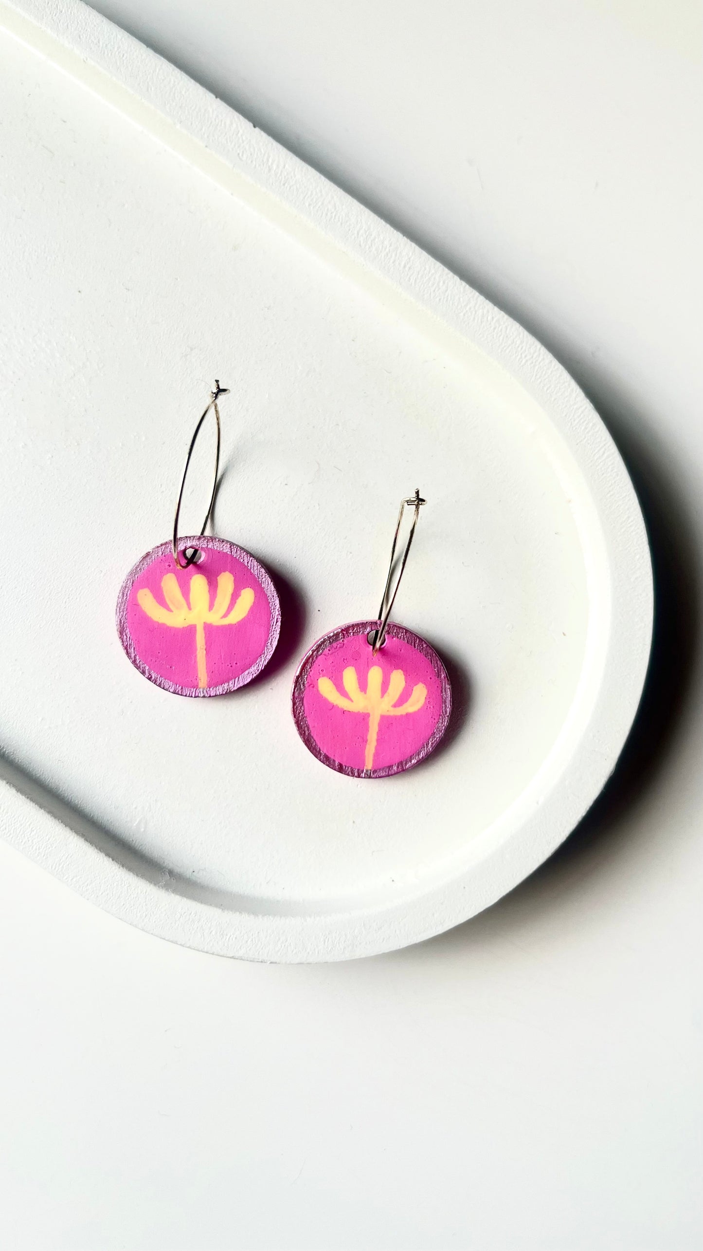 Yellow and Pale Pink Dangle Earring