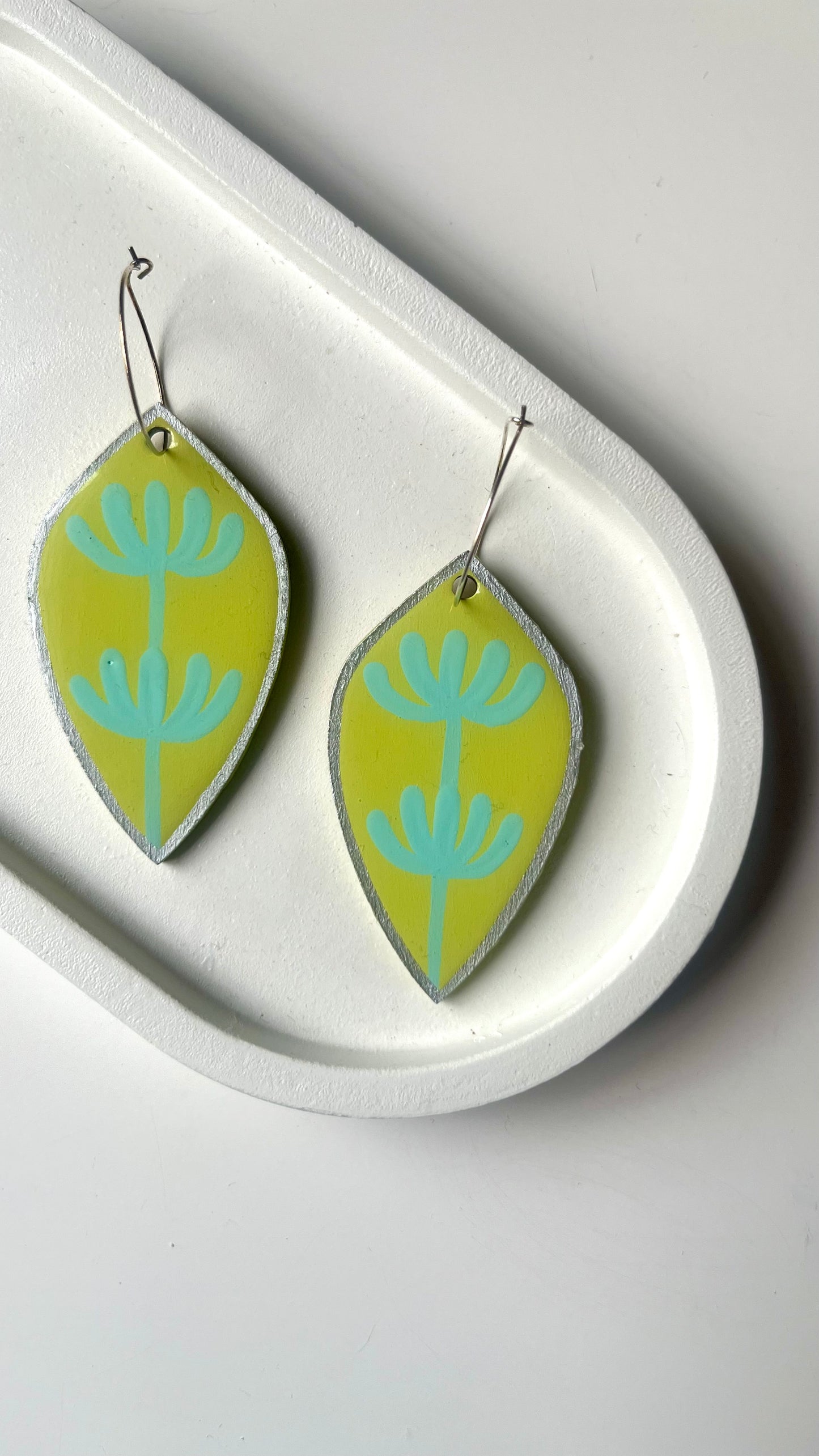 Mint Green and Sky Blue Floral Dangle Earring