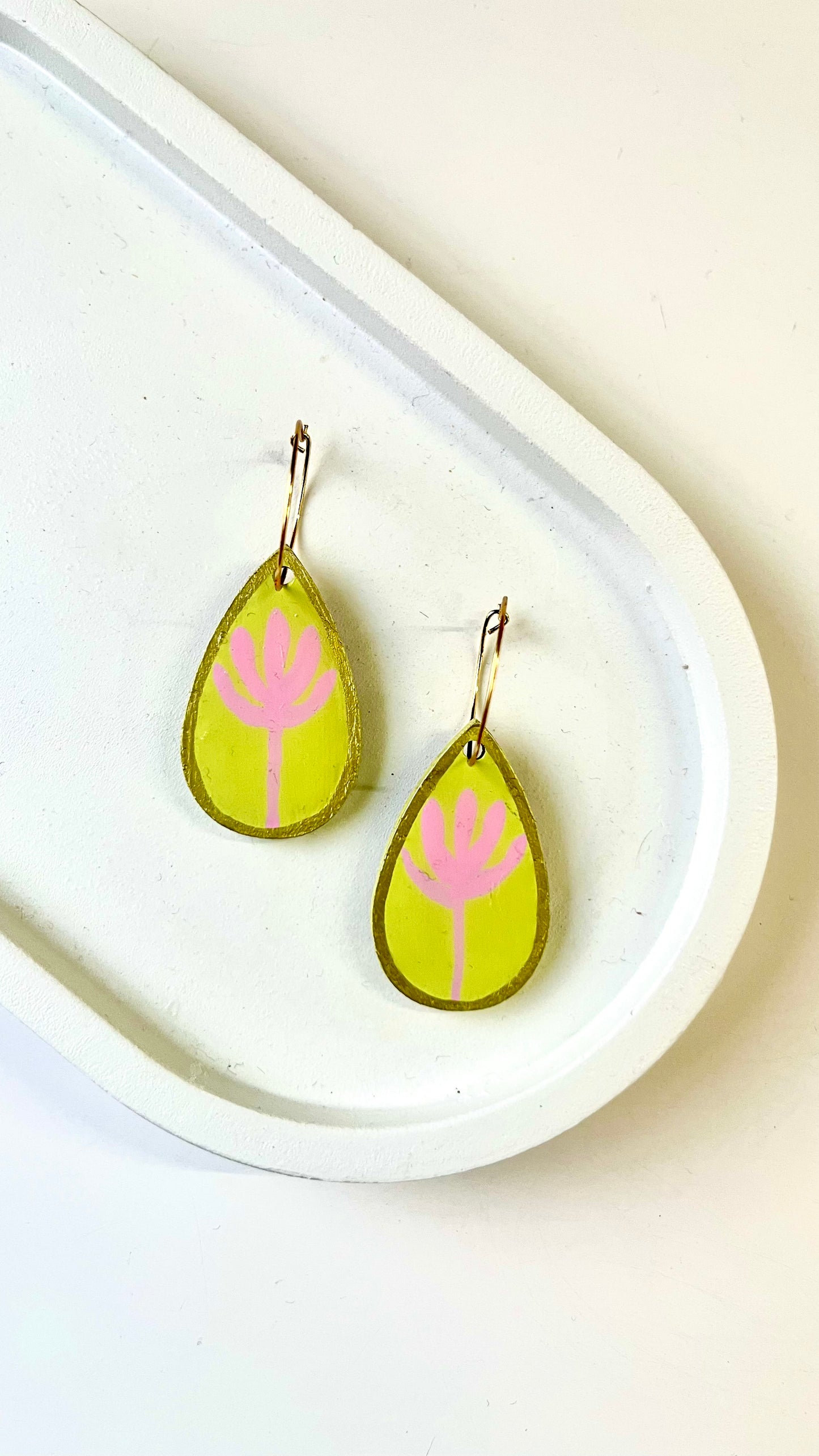 Mint Green and Pink Flower Dangle Earring
