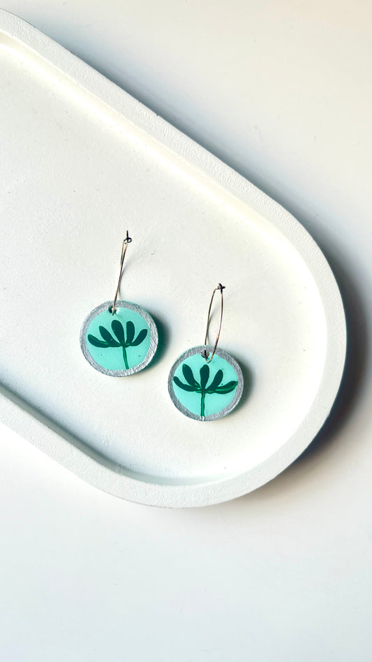 Green Flower Dangle Earring
